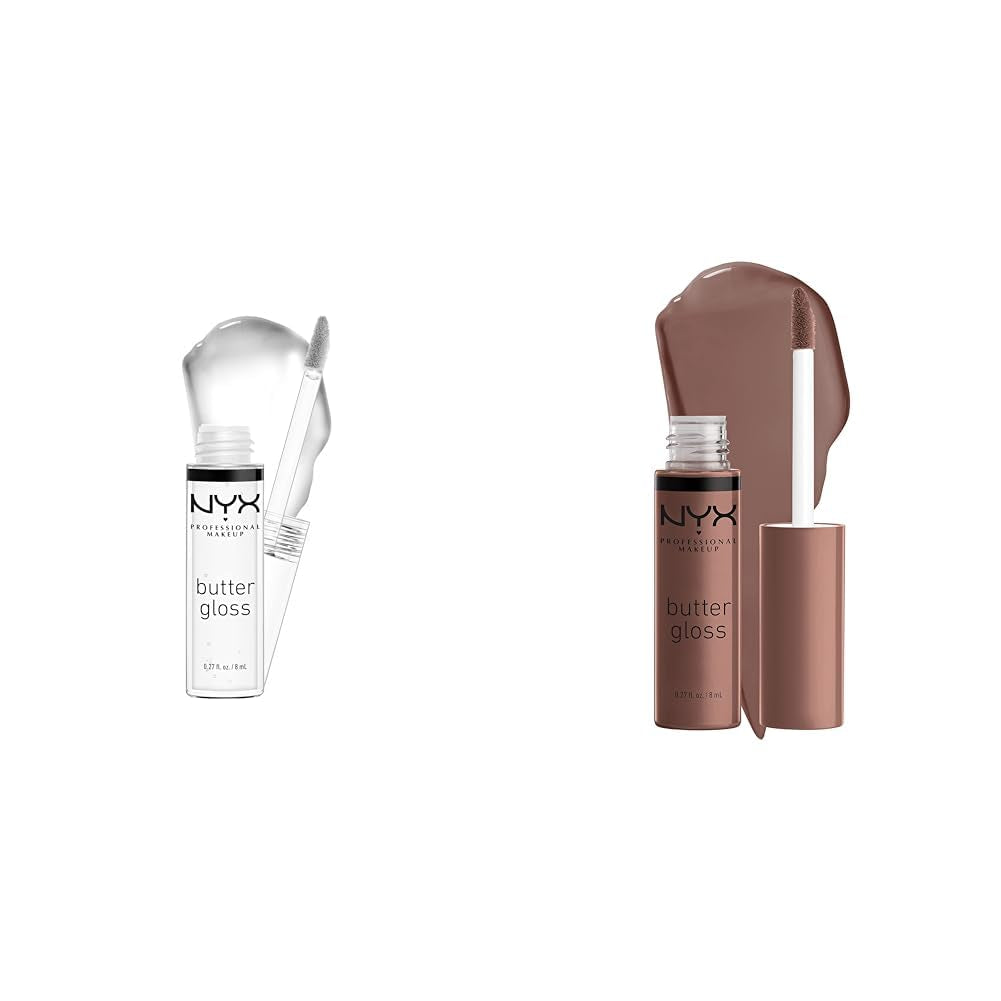 Butter Gloss Non-Sticky Lip Gloss Sugar Glass Clear & Cinnamon Roll Grey Brown