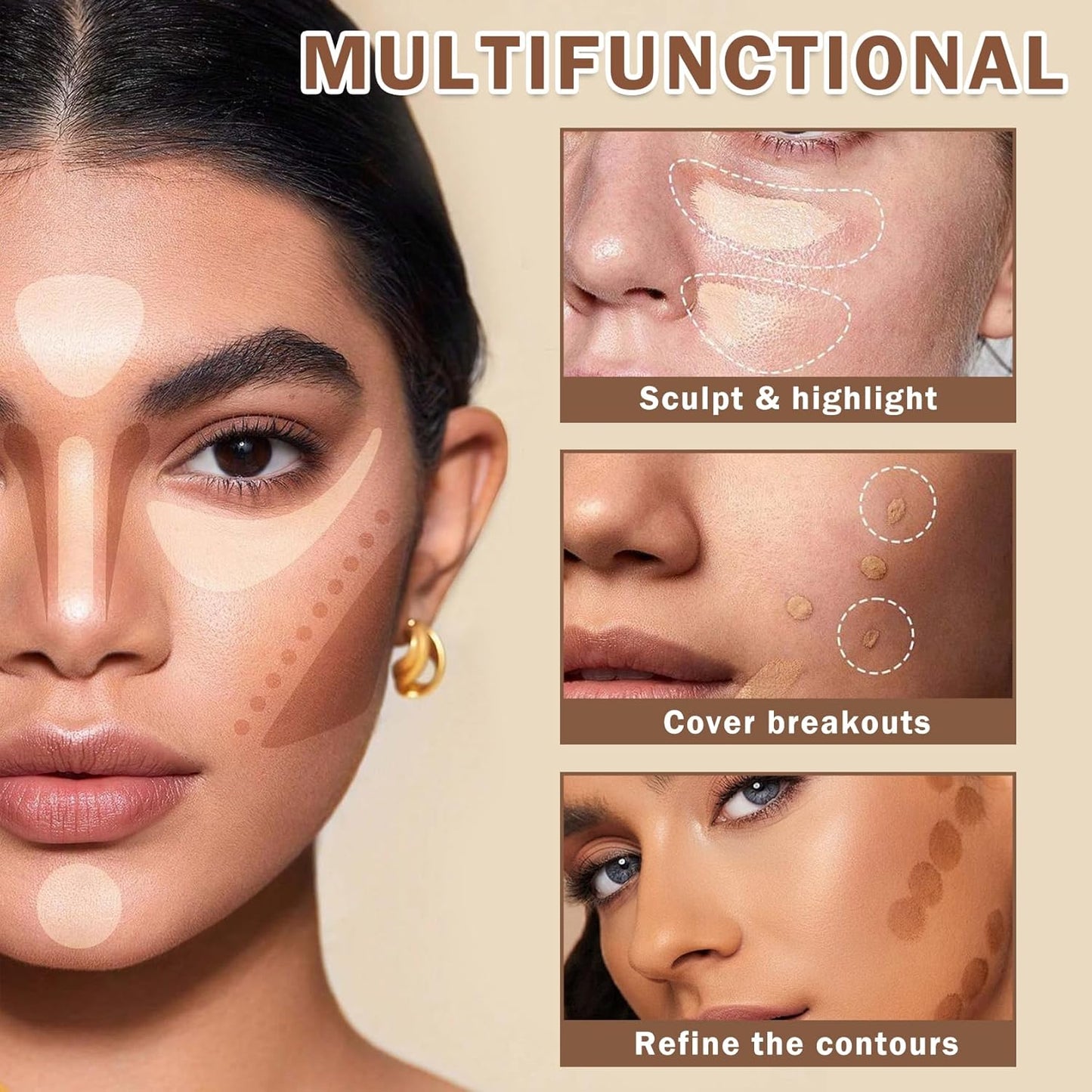 Dark Circles under Eye Concealer, Full Coverage Makeup for Mature Skin, Waterproof Corrector De Ojeras (04 Light)