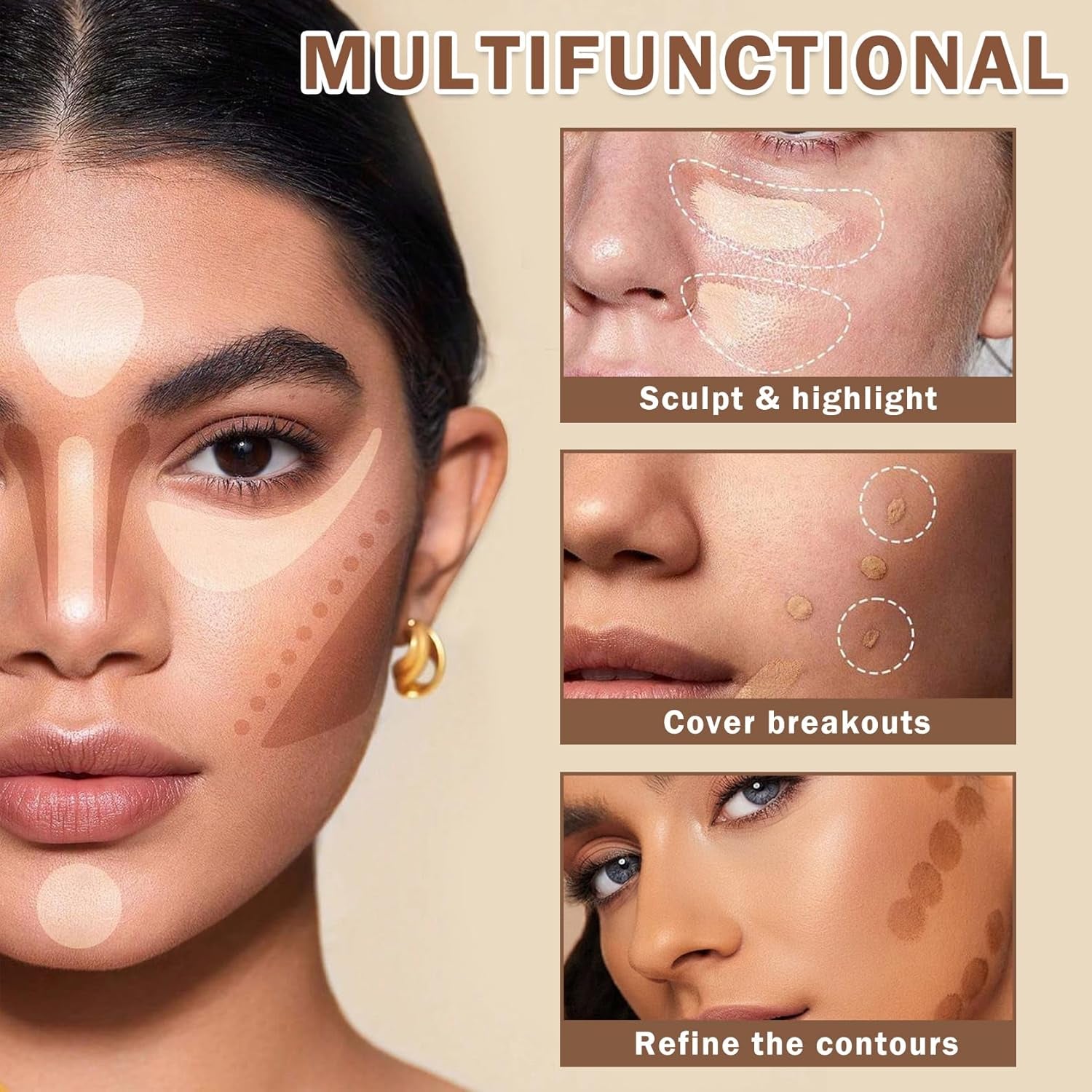 Dark Circles under Eye Concealer, Full Coverage Makeup for Mature Skin, Waterproof Corrector De Ojeras (04 Light)