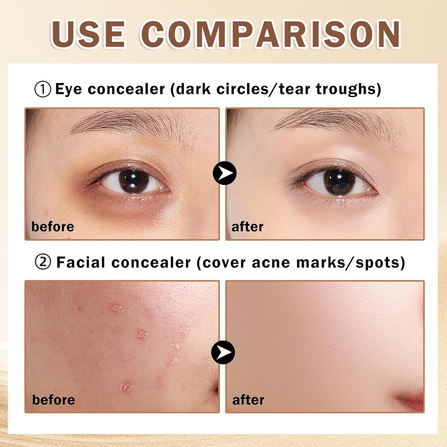 Dark Circles under Eye Concealer, Full Coverage Makeup for Mature Skin, Waterproof Corrector De Ojeras (04 Light)